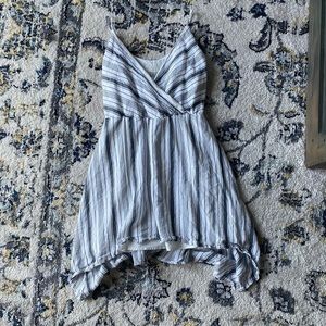 White and Grey Striped Dress XS